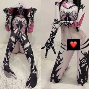 Adult Gwen Stacy Costume Cosplay Superhero Bodysuit Sexy Jumpsuit